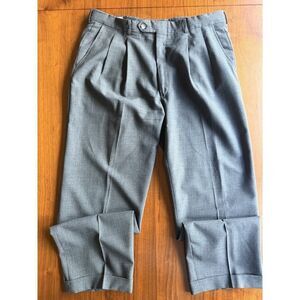 Saks Fifth Avenue Men's Grey Pleated Wool Dress Pants - Size 36